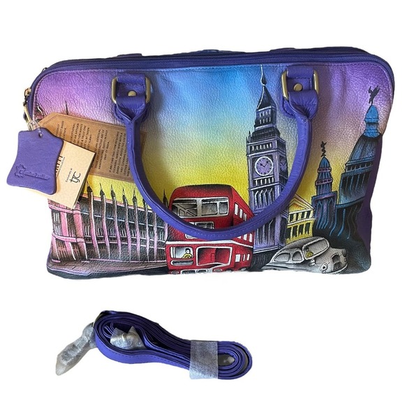Sukriti NWT Hand Painted London Scene Bag Large Tote Bag - Picture 3 of 11